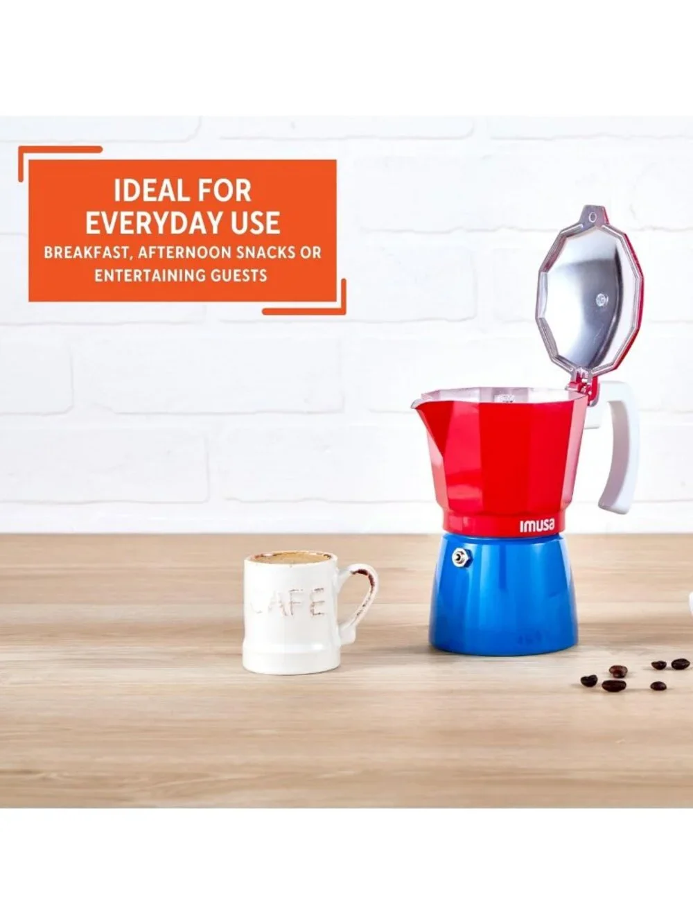 6-Cup Caribbean Cast Aluminum Stovetop Coffee Maker - Durable, Stylish